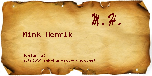 Mink Henrik névjegykártya